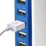 USB Tower Power Adapter 6-Port Smart IC Tech Charging Station with Quick Charge 2.1 for Phone, Tablets, and More (Blue)
