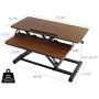 TechOrbits Standing Desk - Stand Up Desk Converter and Monitor Riser - Height Adjustable Sit Stand Tabletop Workstation Wood Brown