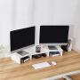 Superjare Dual Monitor Stand Riser, Adjustable Length and Angle Multi Screen Stand, Desktop Stand Storage Organizer for Laptop Computer/TV/PC/Printer- White