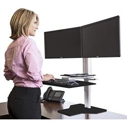 Uprite Ergo Sit2Stand Desktop Height Adjustable Workstation - Dual Monitor - Silver/Black