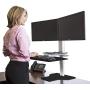 Uprite Ergo Sit2Stand Desktop Height Adjustable Workstation - Dual Monitor - Silver/Black