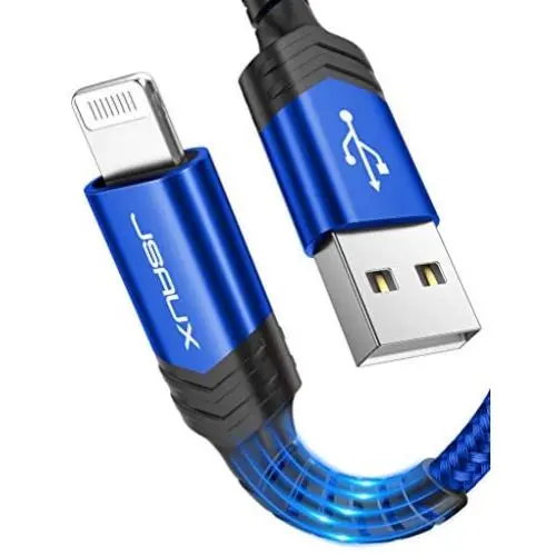 iPhone Charger Cable 4ft, JSAUX [C89 Apple MFi Certified] Lightning Cable Nylon Braided USB Fast Charging Cord Compatible with iPhone 11 Xs Max X XR 8 7 6s 6 Plus SE 5 5s, iPad, iPod (Blue)