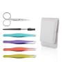 JOM Tweezers set for Eyebrows 6Pack Kit for Ingrown Hair Removal Professional Eyebrow Remover Facial Hair Remover for Women Girls Men Hair Plucking Ingrown Hairs Daily Beauty Tool with Leather Case
