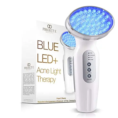 Project E Beauty Blue LED+ Acne Light Therapy | 415nm Blue Photon Beauty LED Therapy Anti Acne Spot Scars Removal Reduce Inflammation Smooth Improving Sensitive Calming Facial Device