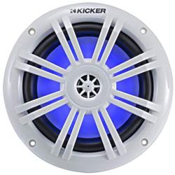 Kicker 45KM604WL 6.5 Inch 2 Way Coaxial Marine Light Up LED Boat Speakers, Pair, 4 Ohm, 150 Max Watts, Blue
