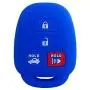 EXUNTECH 2pcs Silicone 4 Button Smart Key Fob Cover Remote Keyless Entry Bag Compatible with Toyota Camry Avalon Corolla RAV4 Highlander Venza HYQ12BDM, Black Blue