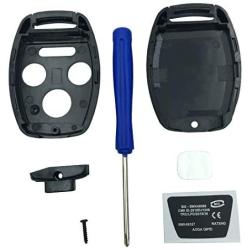 Key Fob Shell Case Fit for 4 Buttons Honda Accord Civic EX Pilot Keyless Entry Remote Car Key Housing Replacement with Free Screwdriver (Casing Only Without Blade) (Black)