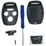 Key Fob Shell Case Fit for 4 Buttons Honda Accord Civic EX Pilot Keyless Entry Remote Car Key Housing Replacement with Free Screwdriver (Casing Only Without Blade) (Black)