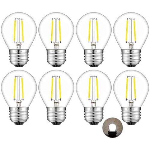 CRLight 2W LED Globe Dimmable Bulb 4000K Daylight White, 30W Equivalent E26 Base Vintage Edison Style Tiny G14 Clear Globe Light Bulbs for Chandelier Ceiling Fan Bathroom Vanity Mirror, 8 Pack