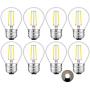 CRLight 2W LED Globe Dimmable Bulb 4000K Daylight White, 30W Equivalent E26 Base Vintage Edison Style Tiny G14 Clear Globe Light Bulbs for Chandelier Ceiling Fan Bathroom Vanity Mirror, 8 Pack