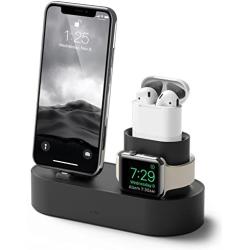 elago 3 in 1 Apple Charging Station Compatible with Apple Watch Series 6/SE/5/4/3/2/1, Apple AirPods 2/1, iPhone 11 and All iPhone Models [Original Cables Required] (Black)