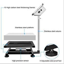 TUFFIOM 661lbs Weight Electronic Platform Scale,Stainless Steel High-Definition LCD Display,Digital Floor Heavy Duty Folding Scales,Perfect for Luggage Package Price Computing Postal Shipping Mailing