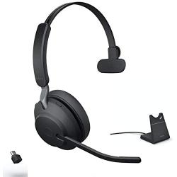 Jabra Evolve2 65 Wireless Headset USB-C Mono MS w/Stand, Bluetooth Dongle, Compatible with Zoom, Webex, Skype, Smartphones, Tablets, PC/MAC, 26599-899-889, Global Teck Gold Support Plan Included