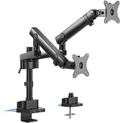 VIVO Premium Aluminum Full Motion Dual Monitor Desk Mount Stand with Lift Engine Arm, Pole Extension, and USB Ports, Fits Screens up to 32 inches, STAND-V102BDU