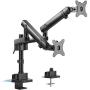 VIVO Premium Aluminum Full Motion Dual Monitor Desk Mount Stand with Lift Engine Arm, Pole Extension, and USB Ports, Fits Screens up to 32 inches, STAND-V102BDU