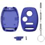 Cutting Not Required - 2 Replacement Key Fob Keyless Entry Remote Shell Case for Honda Civic/Accord/CR-V/Fit/Odyssey/Pilot/Ridgeline/CR-Z Car Key Fob Cover (2+1 Button, 2pc Blue)