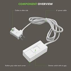 TOPGREENER Table-Top Plug in Dimmer for Table or Floor Lamps, Slide Control, works with Incandescent and Dimmable LED 360 Watt Bulbs Off at lowest dim, 6ft Cord, 120V 60Hz, TGTTDL300-W, White