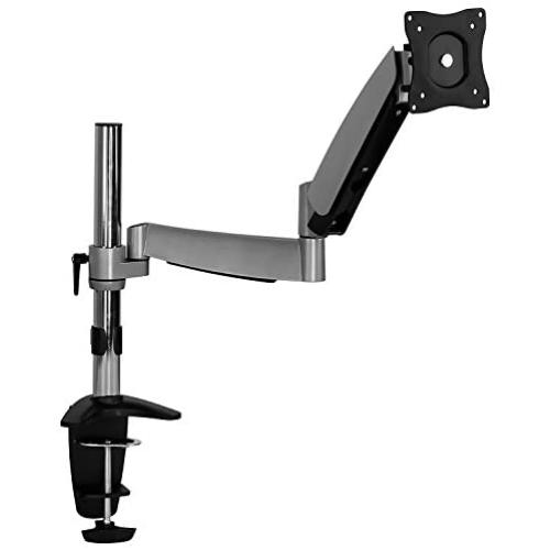 Mount-It! Single Monitor Arm Desk Mount | Gas Spring Monitor Arm | Full Motion Articulating Height Adjustable Stand | Fits 21 22 23 24 27 Inch VESA Compatible Computer Screen | Clamp and Grommet Base