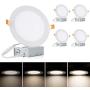 Albrillo 6 Inch Ultra-Thin LED Recessed Ceiling Lights — 13.5W 1100 Lumen, Dimmable 3000K Soft Warm Light, Low Profile Canless Downlights with Junction Box, 4 Pack, ETL Certified
