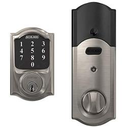 Schlage Connect Smart Deadbolt with Camelot trim in Satin Nickel, Zigbee Certified - BE468GBAK CAM 619