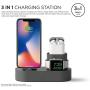 elago 3 in 1 Apple Charging Station Compatible with Apple Watch Series 6/SE/5/4/3/2/1, Apple AirPods 2/1, iPhone 11 and All iPhone Models [Original Cables Required] (Dark Grey)