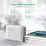 USB Charger RAVPower 60W 12A 6-Port Desktop USB Charging Station with iSmart Multiple Port, Compatible iPhone 12 Mini SE 11 Pro Max XS XR X iPad Pro Air Mini Galaxy S10 Note 10 Tablet (Grey White)