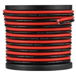 BNTECHGO 10 Gauge Flexible 2 Conductor Parallel Silicone Wire Spool Red Black High Resistant 200 deg C 600V for Single Color LED Strip Extension Cable Cord,model,50ft Stranded Copper Wire