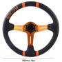 Bewinner 2 Color 350mm/14in Racing Steering Wheel, Universal Aluminum Frame Leather Car Steering Wheel with a Standard 6-Bolt Racing hub Adapter(Orange)