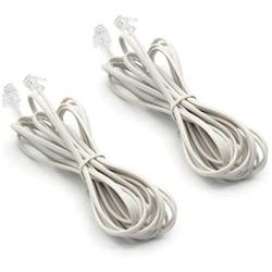 RJ11 6P2C Telephone Line Cord Phone Extension Straight Cable Wire 6p2c Pin Plug Male to Male Plug Modular Landline Cable Fax Modem, 3M/ 9.8 feet Long White (2 of Pack)