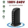 Quick Charge 3.0 USB Wall Charger 6 Ports Desktop QC 3.0 USB Hub Charging Station Travel Charger Fast Charging Compatible with Phones,Tablets Smartphones and More(Black)