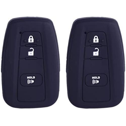 2Pcs XUHANG Sillicone key fob Skin key Cover Remote Case Protector Shell for 2016 2017 Prius 2018 2019 C-HR Smart Remote black