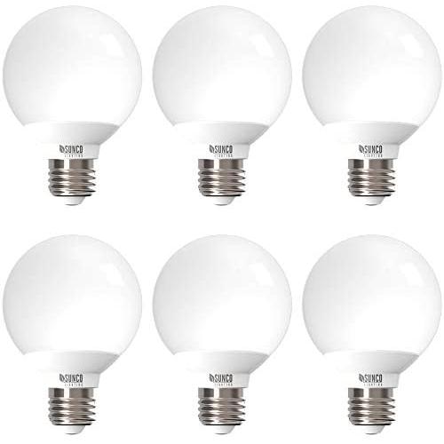Sunco Lighting 6 Pack G25 LED Globe, 6W=40W, Dimmable, 450 LM, 3000K Warm White, E26 Base, Ideal for Bathroom Vanity or Mirror - UL & Energy Star