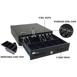 HK SYSTEMS 13'' Heavy Duty Black ''Push'' Open Cash Drawer, 4B5C with Under Counter Mounting Metal bracket