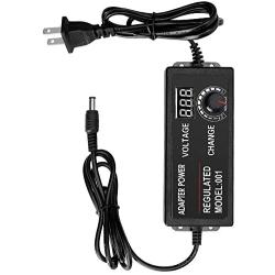 Universal AC/DC Switching Power Adapter, Adjustable Power Supply 100-240V AC to 9-24V 3A 50-60hz DC Converter with LED Voltage Display (9V-24V 3A)