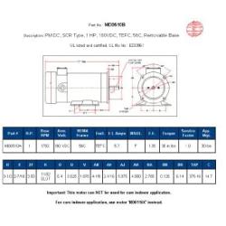 Hallmark Industries MD0510B DC Motor, 1hp, 1750 RPM,180 VDC, 56C, TEFC, with Foot