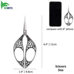 BIHRTC Small Embroidery Scissors Cute Scissors 4.4 Inch Sharp Stainless Steel Sewing Scissors Sheer for Cross Stitch Thread Needlepoint Household Craft Ofiice Black Scissors