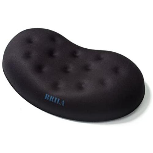 BRILA Ergonomic Memory Foam Mouse Wrist Rest Support Pad Cushion for Computer, Laptop, Office Work, PC Gaming - Massage Holes Design - Wrist Pain Relief (Black Mouse Wrist Rest)