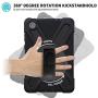 Case for Lenovo Tab M8 | Herize Smart Lenovo M8 Case TB-8505F TB-8505X TB-8505 with 360° Rotatable Kickstand | 3 Layer Shockproof Rugged Durable Protective Case W/Hand Strap Shoulder Strap | Black