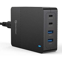 USB C Charger, UtechSmart 100W 4-Port Desktop Type C Charging Station, Portable USB C PD Power Charger Adapter -2 USB C&2 QC 3.0 USB A Ports for MacBook Pro/Air, iPad, iPhone, Galaxy, Laptop and More