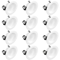 Hyperikon 4 Inch LED Recessed Lighting, 9W=65W, Dimmable Downlight, CRI90, UL, Energy Star, Soft White, 12 Pack