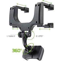 Merkury Innovations Rearview Mirror Car Mount Grip Clip for Universal Smartphones, Multimedia Devices, GPS Units, Fits 3.5-5.5 Screens, 270° Swivel, Rubberized Clips, iPhone/iPod, Samsung Galaxy