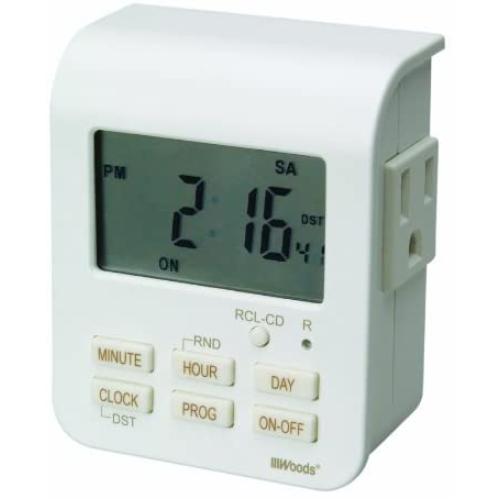 Woods 50009WD Indoor 7-Day Heavy Duty Digital Plug-In Timer, 2 Grounded Outlets