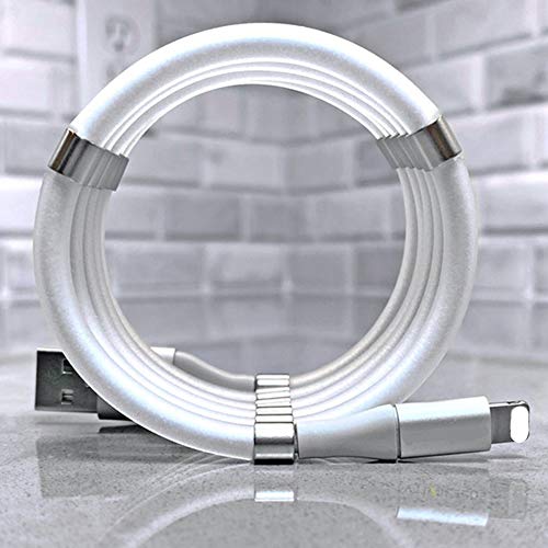 Magnetic Absorption Data Cable,Portable Self Winding Magic Rope Fast Charging Data Cable for i-Products,Automatically Retractable Magic Rope Data Cable (6Ft Length,for iPhone)