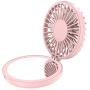 Cellet Dual Portable Mini Fan and Compact Mirror, 3 Speed Folding USB Rechargeable Cosmetic Beauty Mirror Cooling Fan- Pink