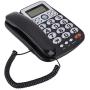 Wired Corded Telephone,Desktop Landline Telephone FSK/DTMF Noise Cancelling Large Button Phone,Real-time Date,Call Time Record with Caller ID LCD Display,Speakerphone for Home/Hotel/Office( Black)