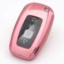 Royalfox(TM) 3 4 Buttons TPU Smart keyless Entry Remote Key Fob case Cover for 2017 2018 2019 2020 Lincoln Continental MKC MKZ Navigator (Pink and Clear)