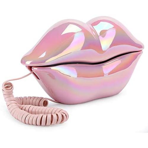 Landline Phones, Fashionable Pink Funny Lip Telephone, Pink Mouth Telephone Wired Lip Phone for Home/Office, with Number Storage Function Landline Phones, Fashionable Pink Funny Lip Telephone, Pink Mouth Telephone Wired Lip Phone for Home/Office, with Number Storage Function