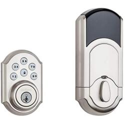Kwikset 99100-078 SmartCode 910 Traditional Smart Keypad Electronic Deadbolt Door Lock with SmartKey Security and Z-Wave Plus, Satin Nickel