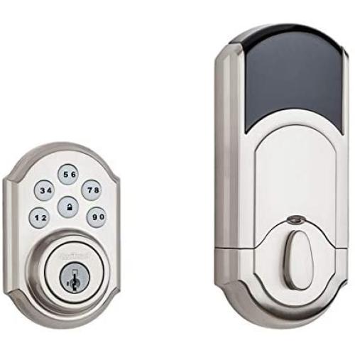 Kwikset 99100-078 SmartCode 910 Traditional Smart Keypad Electronic Deadbolt Door Lock with SmartKey Security and Z-Wave Plus, Satin Nickel