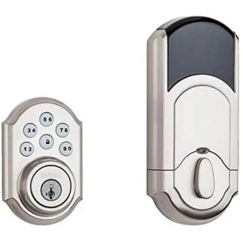 Kwikset 99100-078 SmartCode 910 Traditional Smart Keypad Electronic Deadbolt Door Lock with SmartKey Security and Z-Wave Plus, Satin Nickel